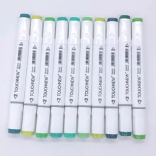 10 шт. зеленый цвет TOUCHNEW Art MarkersArtist двойной головый Маркер Набор манга дизайн школы Рисование эскизная ручка товары для рукоделия