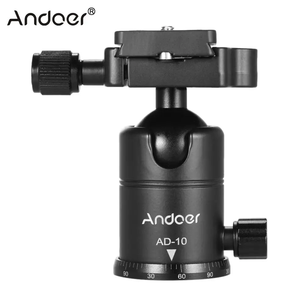 

Andoer AD-10 Aluminum Alloy Ball Head Camera Tripod Head with Quick Release Plate Screw Hole for Canon Nikon Sony Cameras