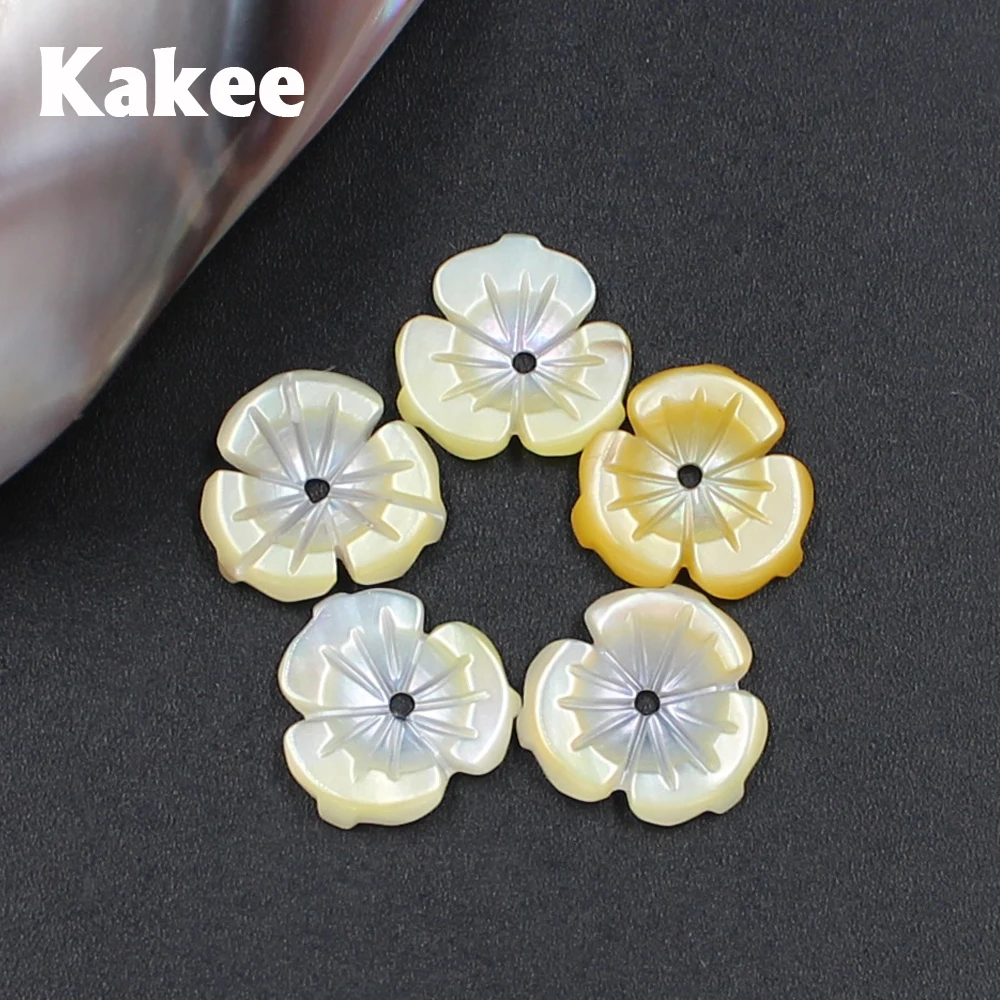 

Kakee Natural Charms Yellow Mother of Pearl Carving Shell Flower Beads for Jewelry Making DIY Fashion Women Earrings Materials