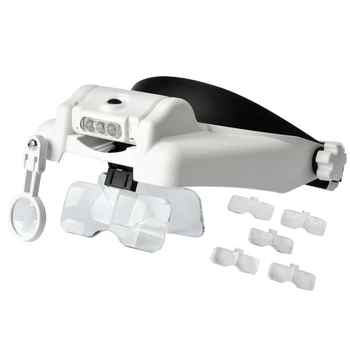 

Portable 1.5X to 13.0X Lighted Head Magnifying Glasses Visor Headset with Light Headband Hands-Free Magnifier Loupe