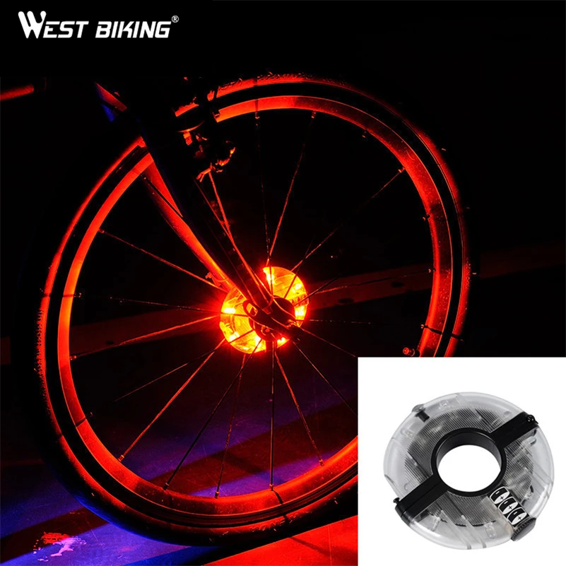 

WEST BIKING Cycling Hubs Lights Front Rear Bike Light IP55 Waterproof Spoke Decoration Warning LED Wheel Lamp Bicycle Hub Light