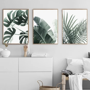 

Wall Art Print Canvas Painting Fresh Green Big Leaves Nordic Posters And Prints Tropical Plants Wall Pictures For Living Room