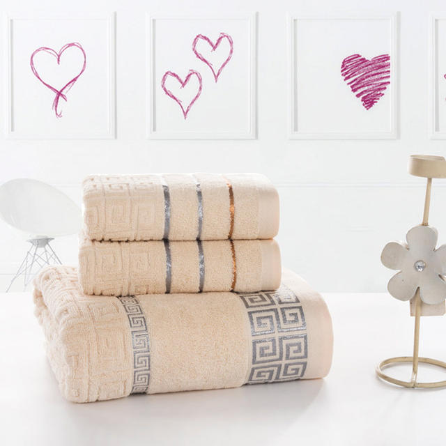 Lace Embroidered Cotton Towel Set 3 Pcs