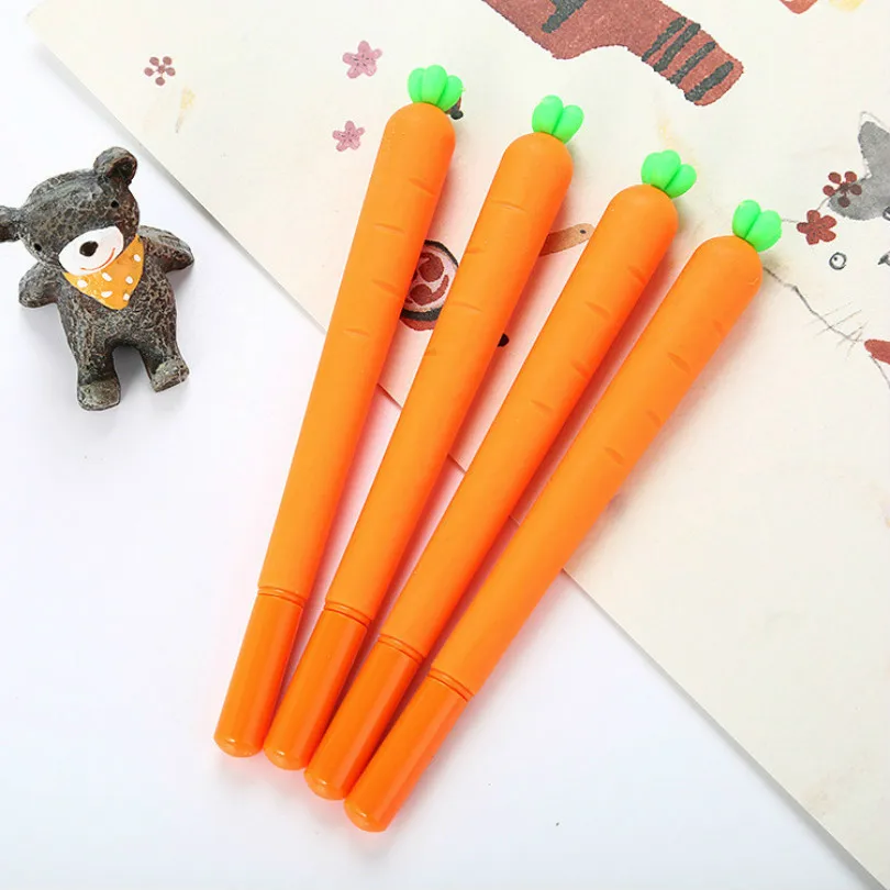 

1pcs Kawaii office fountain pen Originality cute Carrot pattern school stationery Supplies Black ink 0.38mm Pen refill