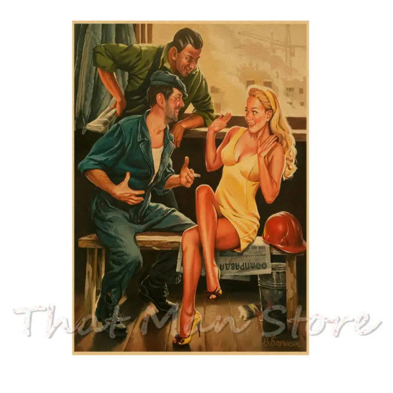Вторая мировая война PINUP девушки классический ретро крафт-бумага плакат сексуальная девушка декоративная живопись военный бар кафе украшение дома комнаты