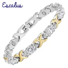 Escalus Cross 2-Tone золотого цвета 24 шт кристаллы Магнитный женский браслет био ювелирные изделия женский модный браслет с подвесками