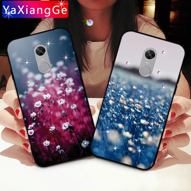 

Flower Shine Sticky Diamond Cases For Xiaomi Redmi Note 3 Pro TPU silicone Cover For Xiaomi Redmi Note 4 4X Global Version