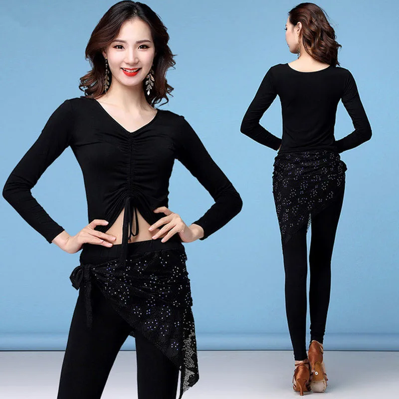 

New Women Modal Latin Dance Suit Hot-drilling Lace Pants And Skirts Latin Dance Performance Suit