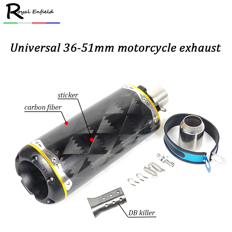 

36-51mm universal Modified motorcycle exhaust pipe CNC aluminium alloy carbon fiber CBR R1 R6 ESCAPE moto exhaust with DB killer