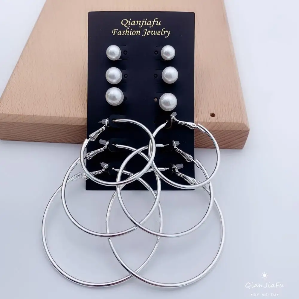 

SILVER 6PAIRS EARRINGS FASHION JEWELRY EARRINGS WEDDING PARTY GIFTS FEMALE ACCESSORIES GOOD QUALIT