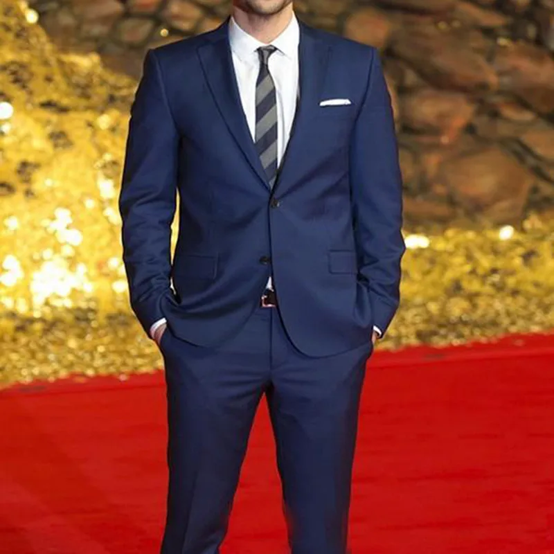 

Terno Masculino Men Tuxedos Wedding Suits 2017 Blue Men Celebrity Red Carpet Men Suits Two Buttons Groomsmen Suits(jacket+pants)