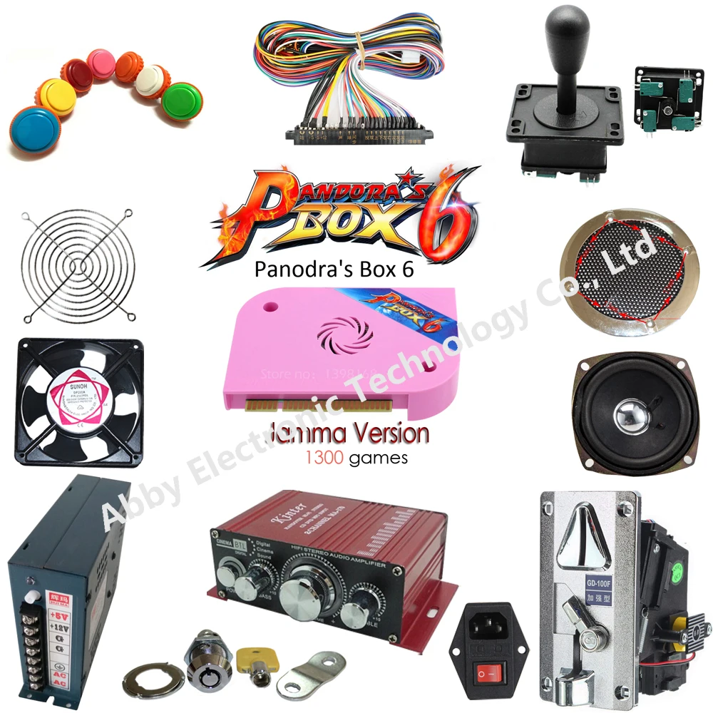 

NEW Arcade parts Bundles Kit with 1300 in 1 game board balltop Joystick Acceptor Microswitches Buttons To Build Up Arcade Machin