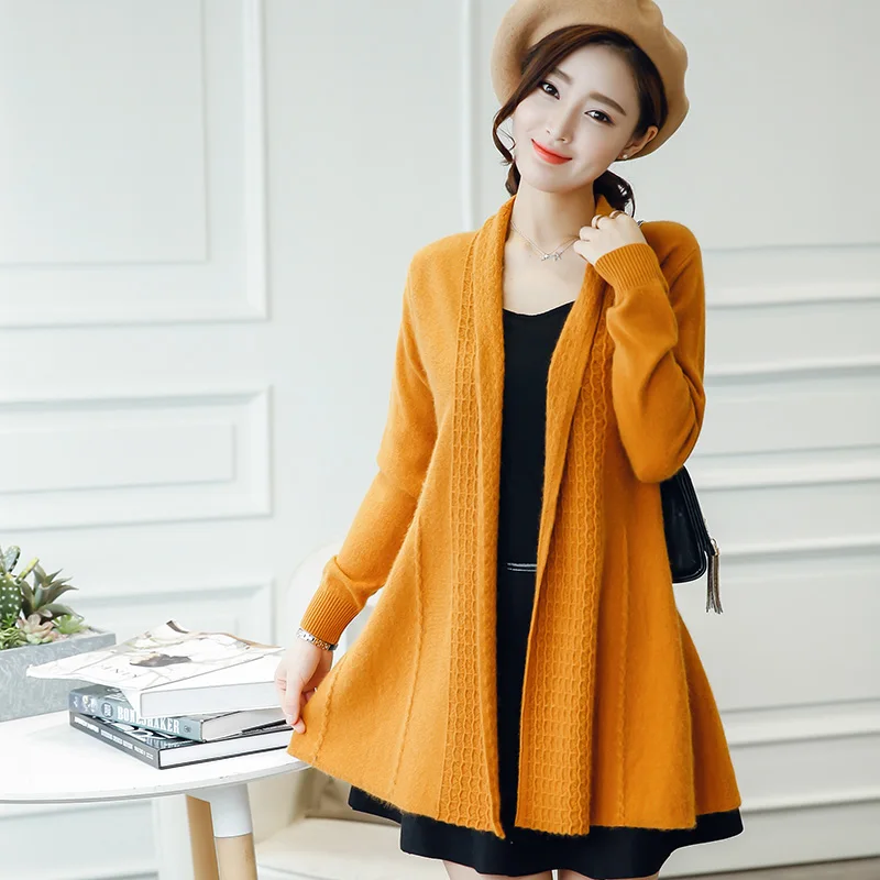 

Women's Sweater 100% Cashmere Knitting Cardigans new brand Long Design Open Stitch Warm Soft Jackets lady Pure Cashmere clothes