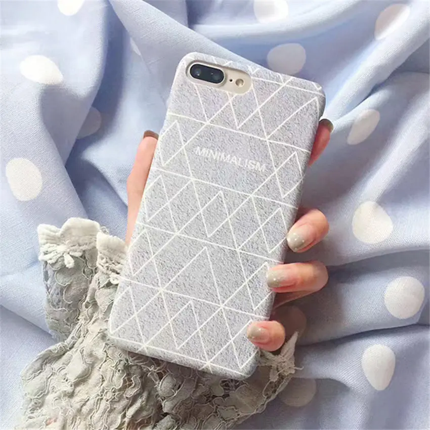

Fashion Gray Geometry Triangle Print Case For iPhone 7 6S Plus Coque Matte Hard Slim Phone Case For iPhone 8 7Plus 6Plus Cases