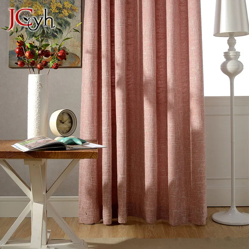 

Solid Pink Thick Linen Curtains For Living Room Elegant Modern Curtains For Window Of Bedroom Drapes Treatment 70% Shading