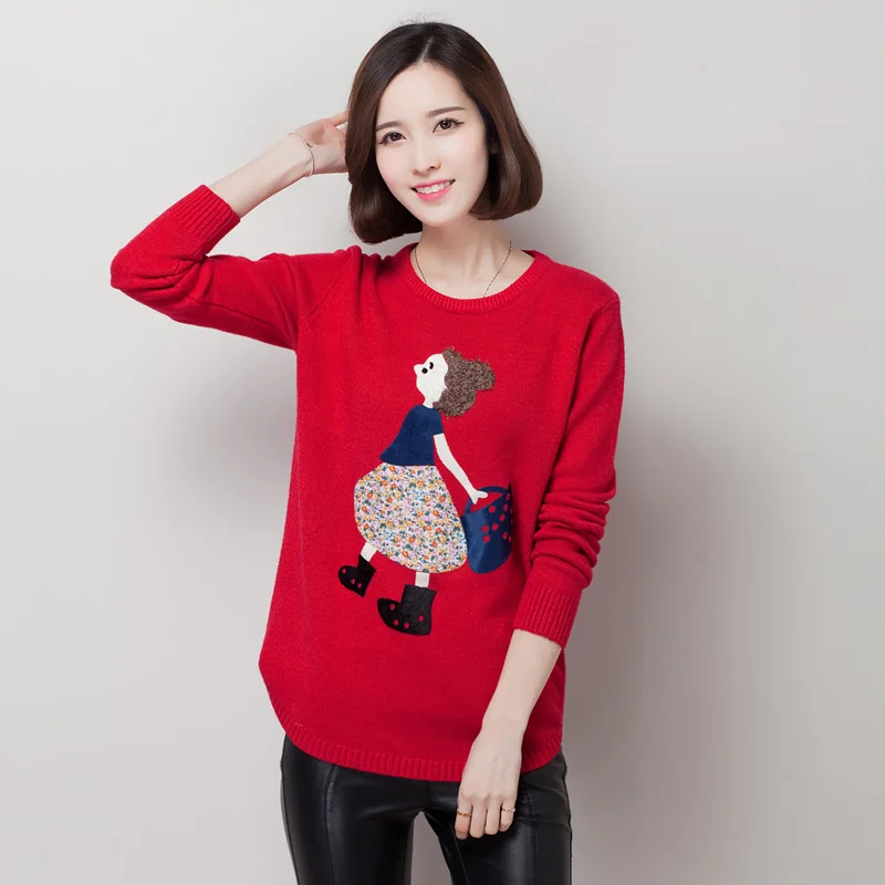 

cashmere sweater new 2016 Spring and autumn plus size lady knitted sweater pull femme long-sleeve women sweaters and pullovers