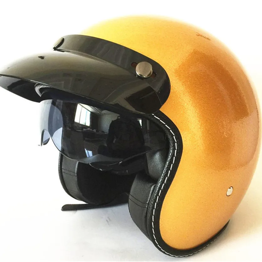 Золотой одобренный мотоциклетный велосипедный шлем винтажный шлем для мотокросса с внутренним темным козырьком Франция Love it - Цвет: No gift