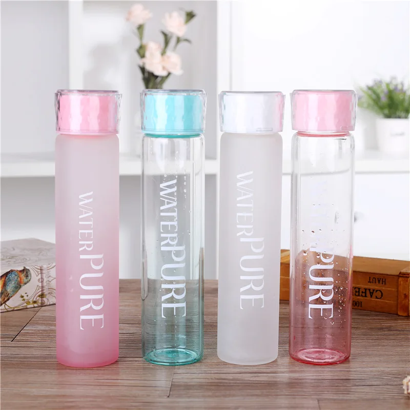 

Classic Letter Pure Glass Bottle With lid Drinking Bottles Lovely Pocket Portable Hiking Camping My Bottle Children Kids