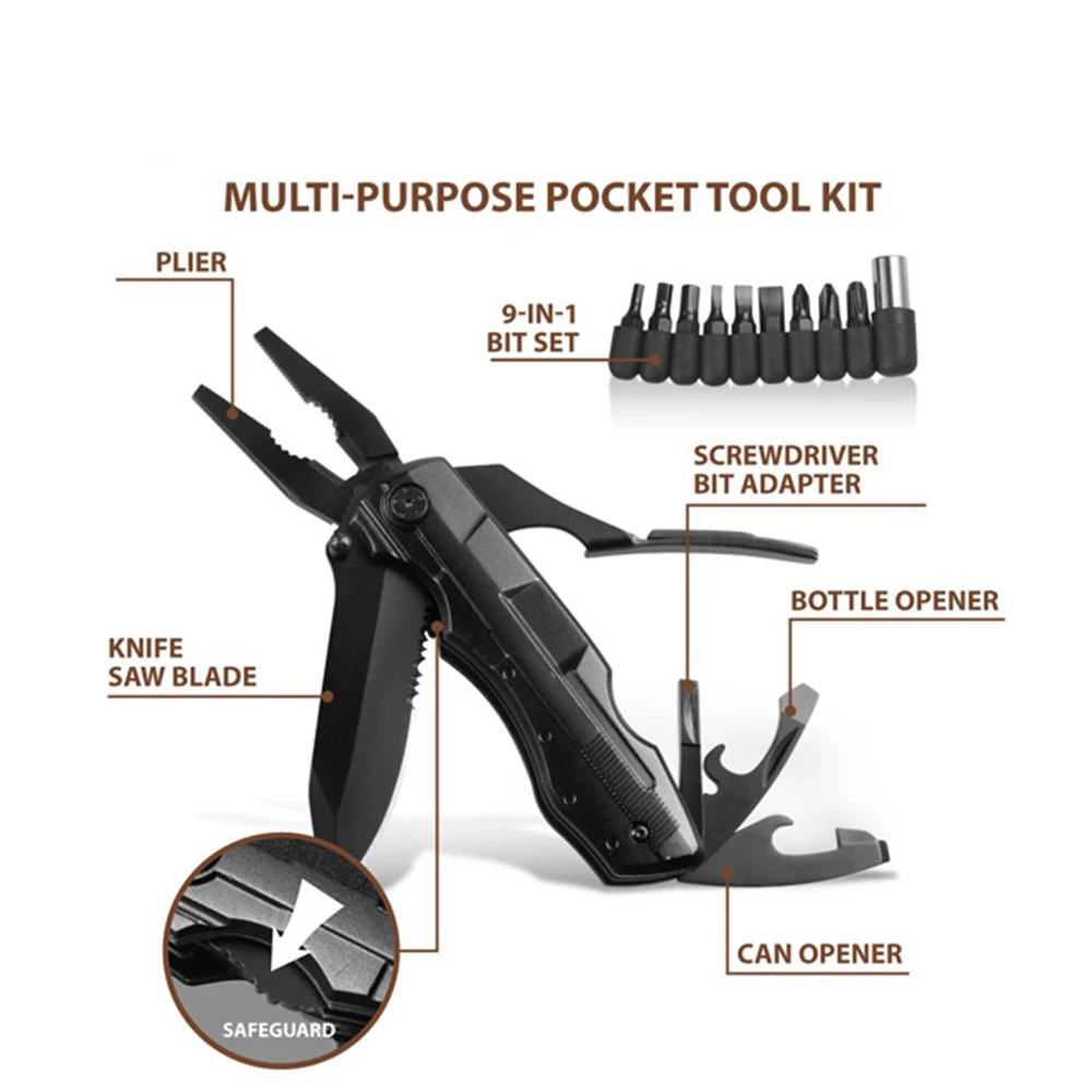 GHIXACTO Multifunction Swiss Folding Knife Plier Stainless Steel Army Knives Pocket Hunting Outdoor Camping Survival Knife Tool 