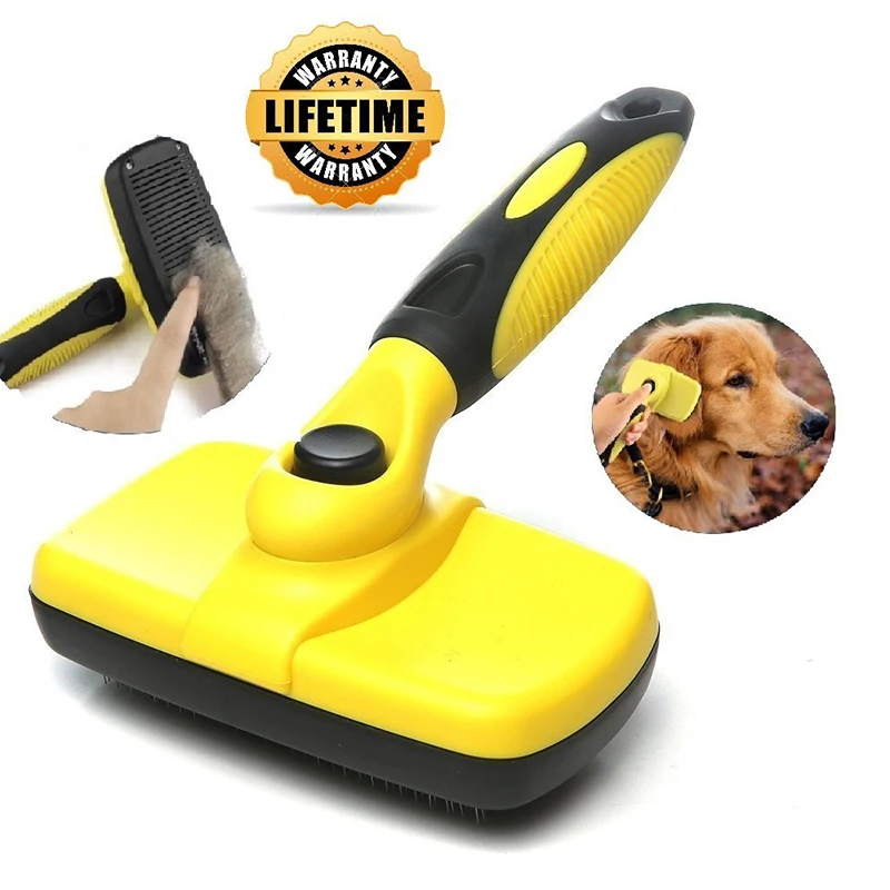 

Pet Grooming Brush Self-Cleaning Slicker Brushes Best Deshedding Tools for Grooming Pets with Long Thick Hair