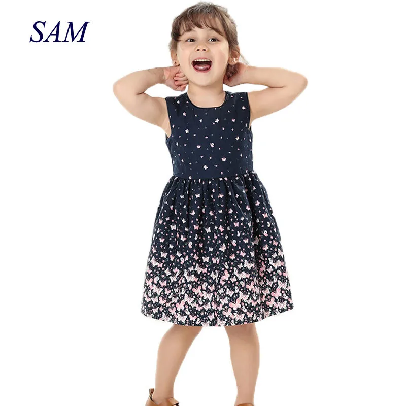 

2019 New Baby Girls Causal Dresses Summer Children's Butterfly Print Sleeveless Vest Dresses Kids Clothes Dress