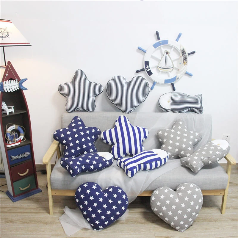 

INS Canvas Ball Pillow Kid Cushion Home Decorative Throw Pillow Star Love Fish Shape Cushion Birthday Gift Sweet Princess Pillow