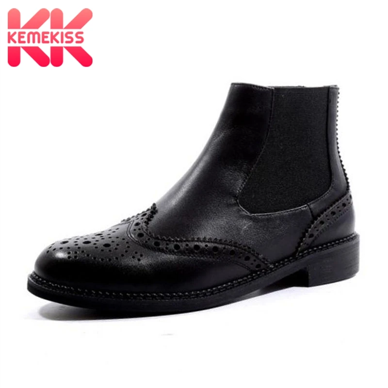 

KemeKiss Sexy Women Ankle Boots Rivet Winter Flats Chelsea Boots Vintage High Quality Warm Punk Shoes Women Footwear Size 33-43