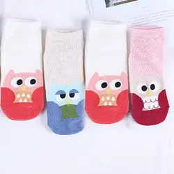 1 пара Для женщин мультяшная сова печатных Kawaii Хлопковые короткие носки искусства анимации характер милый подарок платье носки для девочек