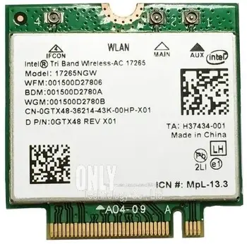 

For Intel Tri Band Wireless-AC 17265 17265NGW 802.11ac 11ad NGFF 4.7Gbps 867Mbps M2 Dual-band Wifi+Bluetooth BT4.0 Wireless Card