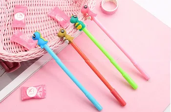 

mix lovely dinosaur design gel pen cute cartoon stationery prize gift kawaii student pen sign pen black ink 0.5mm 48pc/lot