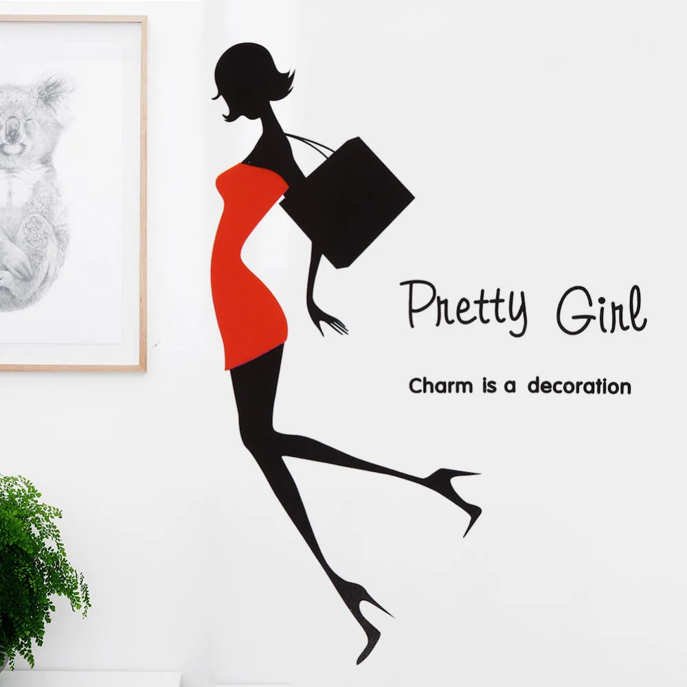 Pretty Girl Charm Sexy Fashion Wall Decals Living Room Bedroom Home Decor Adesivo Vinyl Kids