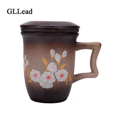 GLLead черный керамика восстановление древних способов креативная керамическая кружка цветок чай кружки офисные чашка с фильтром и крышкой наборы для ухода за кожей