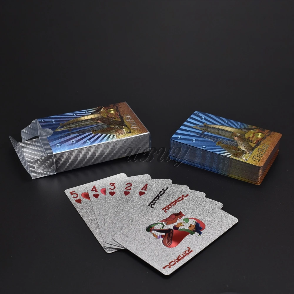 

UB Novelty Dubai Design Silver Foil Playing Cards Deck Poker Game Waterproof Cards