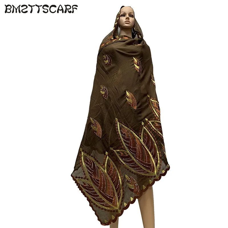 Новое поступление африканские шарфы большой вышитый женский шарф мягкий хлопковый головной платок со стразами для Шали Обертывания BM716 - Цвет: Color 3