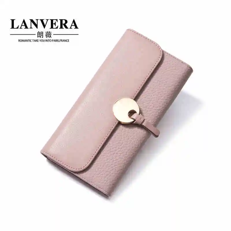 

LANVERA wallet ladies long section 2017 new leather wallet female head layer leather wallet