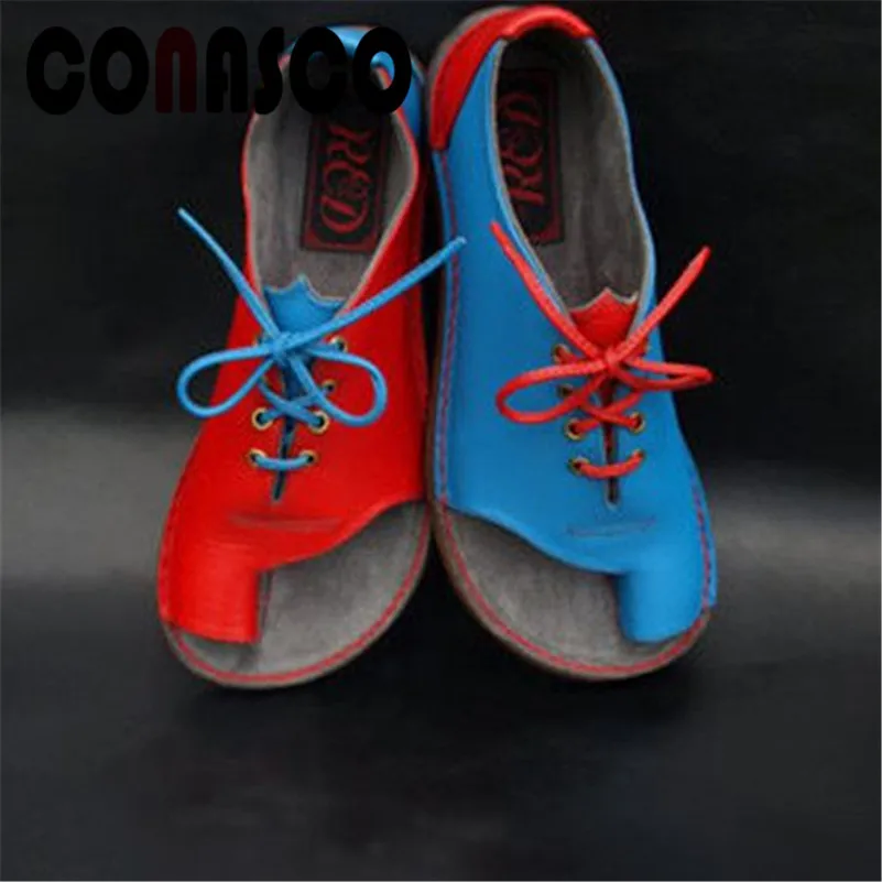 

CONASCO Women New Classic Retro Flats Shoes High Quality PU Leather Cross Tied Flats Spring Summer Casual Shopping Shoes Woman