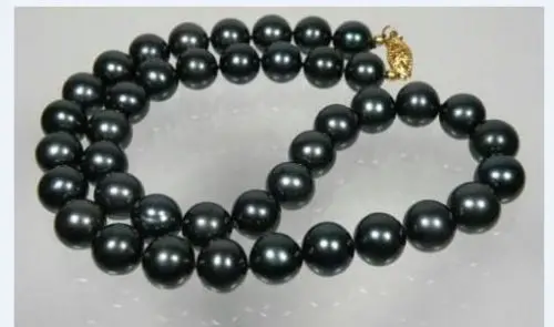

19" 10-11MM TAHITIAN BLACK SOUTH SEA + PEARL NECKLACE 18 INCH 14k (0926)