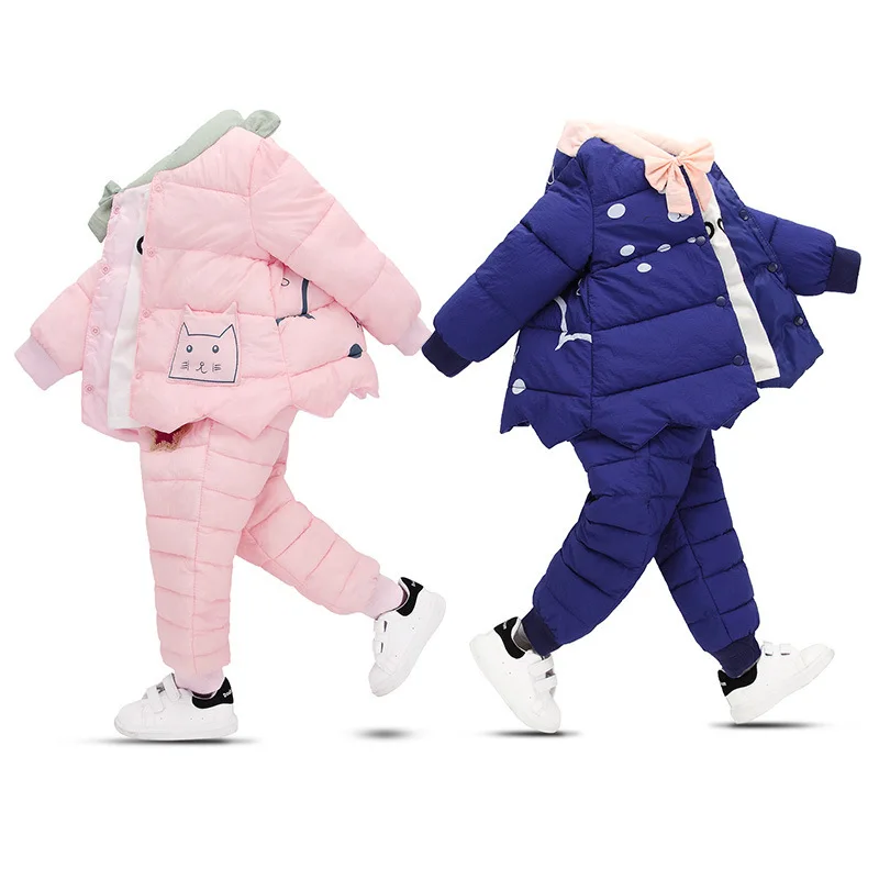 

2018New Kids Clothing Sets Winter Warm Duck Down Jackets Clothing Sets Baby Girls & Baby Boys Down suit 2pcs Coats + Pants 2-6Y