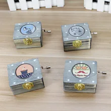 2016 Hot (1 pcs/lot)Mini Wooden Hand-cranked Music Box Retro Crafts Case Kids Toys Birthday Christmas Gift