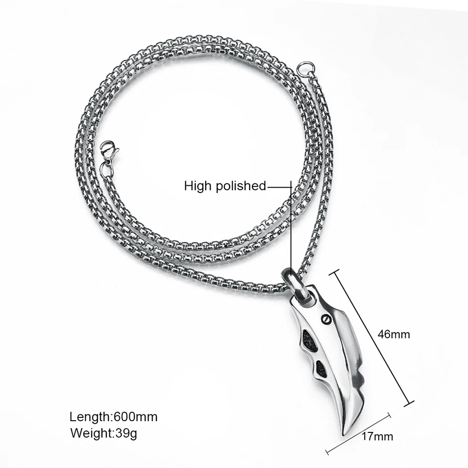YANGQI Stainless Steel Knife Shape Pendant Necklace Primitive Man Stone Knife Necklace Norse Viking Wolf Tooth Statement Jewelry YANGQI Stainless Steel Knife Shape Pendant Necklace Primitive Man Stone Knife Necklace Norse Viking Wolf Tooth Statement Jewelry