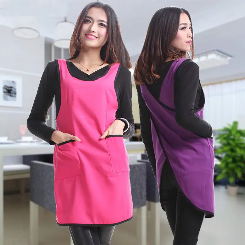 Sleeveless Apron Restaurant Coffee Shop Work Clothes Household Kitchen Apron With Pocket Vest Girl Women Apron Dress Waitress
