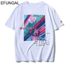 EFUNGAL Цветочный принт хлопковая уличная одежда новые летние дизайн Повседневное футболки Harajuku короткий рукав в стиле «хип-хоп» с круглым вырезом и изображением из мультфильма, футболки для детей