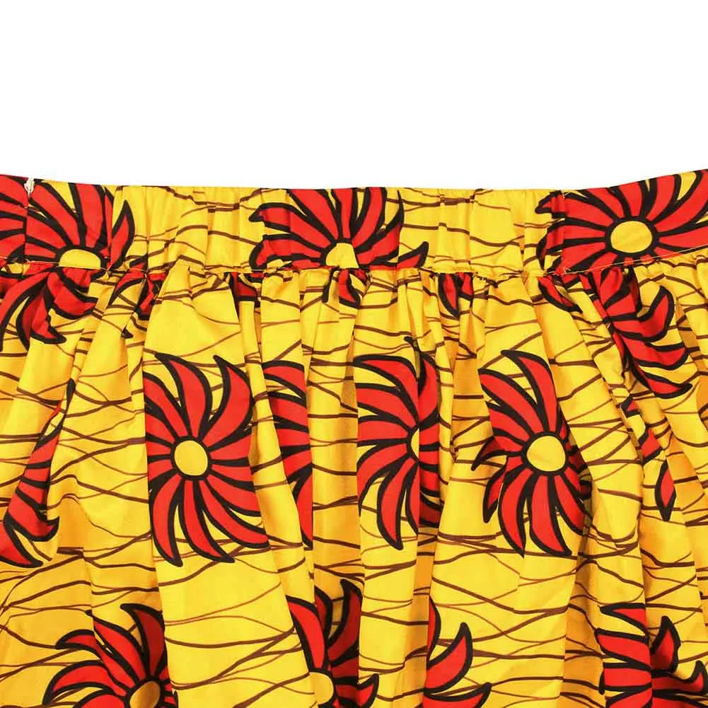 SUNGIFT Дашики африканские летние платья женские юбки высокая стрейч Африканский цветочный принт юбка смешанные цвета эластичный пояс дизайн