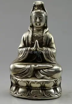 

CHINESE Tibet Silve Goddess of Mercy guan-Yin Buddha Statue