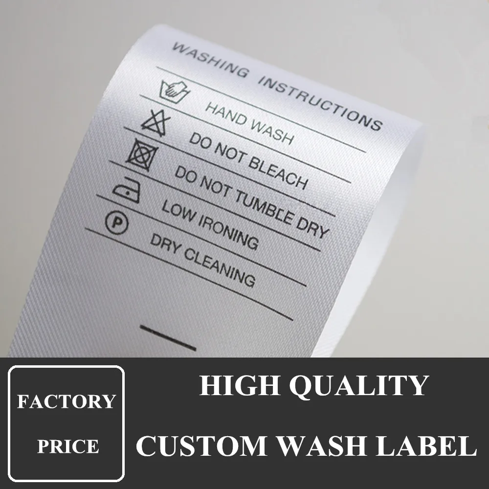 1000pcs/roll Custom Printed Washing Labels Customized Satin Washable Clothing Labels Brand Name ...