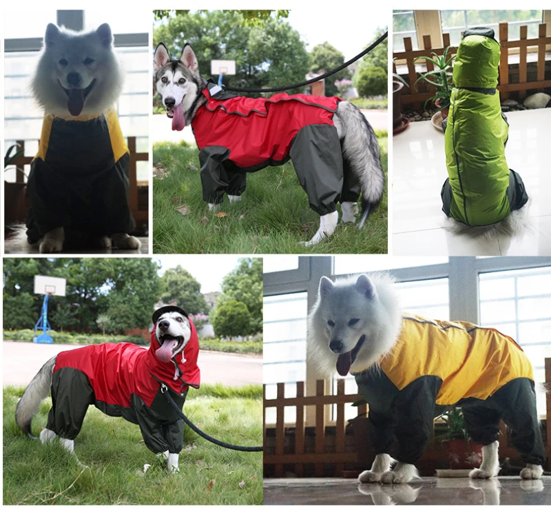 Дождевик для больших собак Одежда для больших собак водонепроницаемая одежда для собак дождевик комбинезон самоед лабрадор, золотистый ретривер Хаски пальто