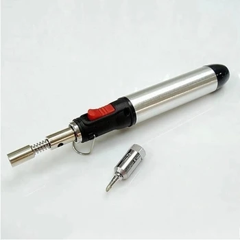 

Free Shipping Hot Selling 12ml Gas Blow Torch Soldering Solder Iron Gun with Tool Tip Cordless Pen Burner Soldering iron head