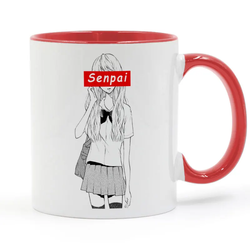 Японская кофейная кружка Harajuku SENPAI jk керамическая чашка с цветной ручкой подарки