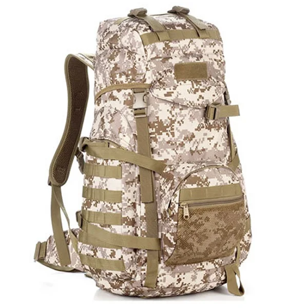60л уличные тактические рюкзаки военная сумка мужская горная большая военная сумка рюкзак тактический армейский спортивный походный рюкзак - Цвет: Brown Digital