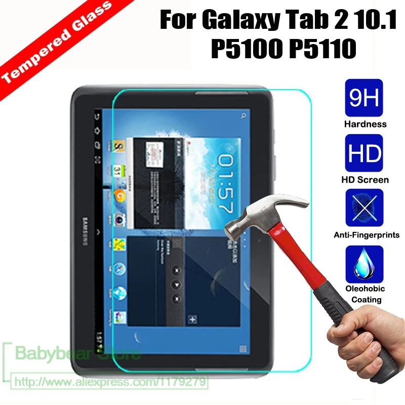 2 X GLASS Tempered Glass For Samsung Galaxy Tab 10.1 P5100 P5110 Tablet Screen Protector Film Anti-Explosion LCD Guard | Мобильные